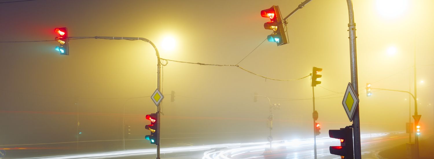 outdoor traffic light show in night