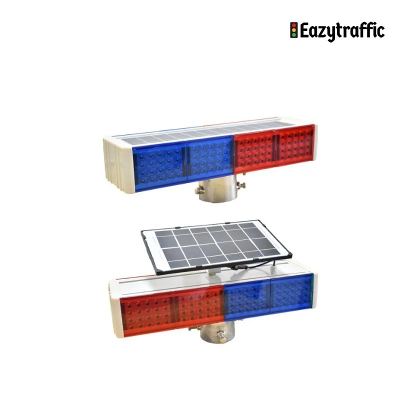 LED solar traffic blinkers improving visibility at pedestrian crossings