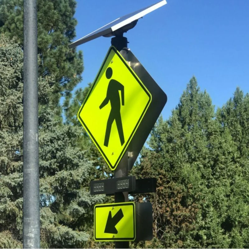 Solar Pedestrians crossing zebra crossing metal sign custom