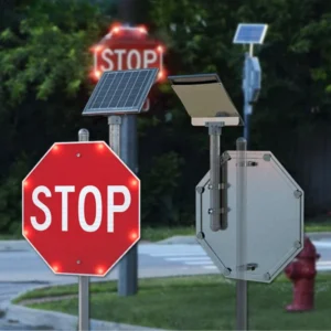 Solar powered Stop metal sign custom