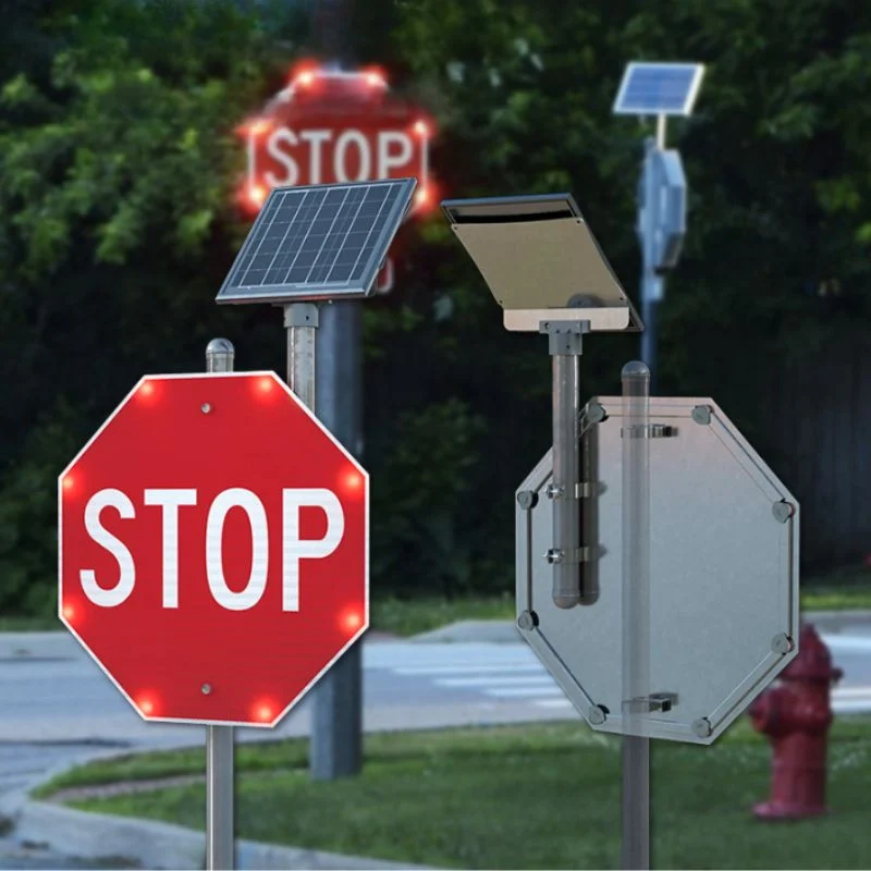 Solar powered Stop metal sign custom