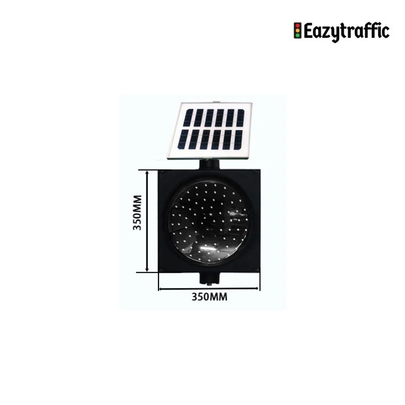 Solar traffic blinker for road safety with bright LED lighting at night