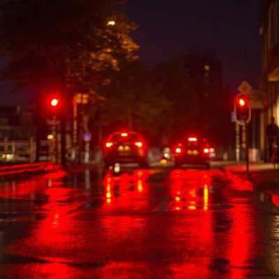 traffic light in night street